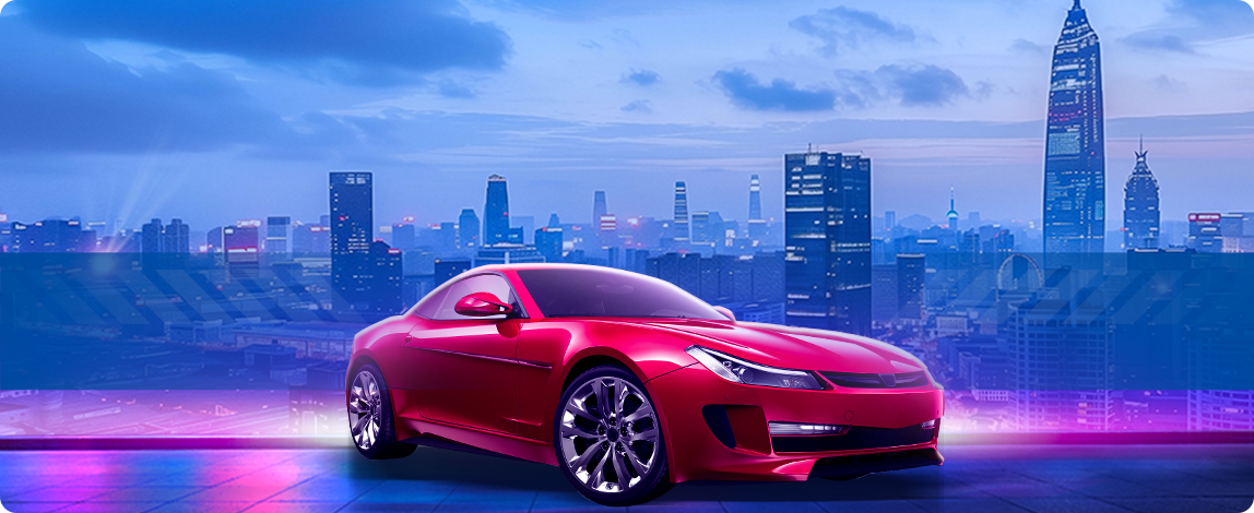 Red sports car with free valuation offer - mobile view